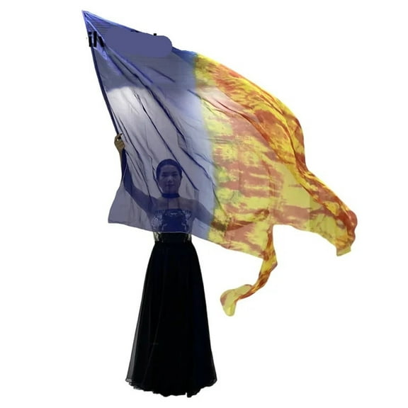 2pcs Praise Dance Worship Flex Flags 75X55" Semicircle Dance Ministry Streamer Outdoor Flags Tie Dye Chiffon Swallow