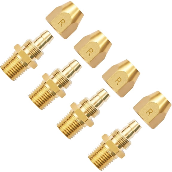 2pcs Premium Solid Brass Pneumatics Reusable Rubber Hose-End Repair Fitting, 3/8" Barb For 3/8-Inch ID Rubber Air Hose With 1/4" NPT