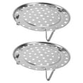 thumbnail image 1 of Foxnovo 2Pcs Stainless Steel Steaming Rack Three Legged Round Steamer Basket for Kitchen Cooking, 1 of 6