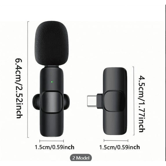2pcs Professional Type-C Lavalier Microphone for Smart Phones Laptops Wireless Omnidirectional Condenser Recording Microphone for Interviews Video Podcasts Vlogs