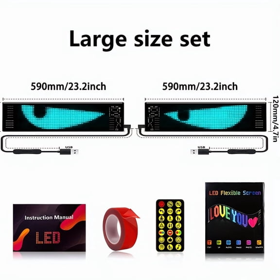 2pcs Programmable LED Sign with APP & Remote Control USB Powered