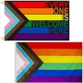 thumbnail image 1 of 2pcs Progress Pride Flag, 3x5 Ft Bisexual Lesbian Trans Gay Rainbow Flag with Rainbow Colors Outdoor Gay LGBTQ Pride Stuff Banner Party Decor for Progress Pride Decorations Accessories, 1 of 8