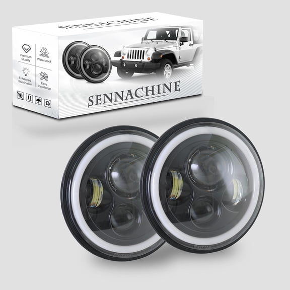 2pcs Projector 7 Inch LED Headlights Compatible with Jeep Wrangler JK