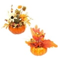 thumbnail image 1 of 2pcs Pumpkin Fall Table Decoration, Artificial Pumpkin with Maple Leaves Sunflower Berries for Fall Table Centerpieces Thanksgiving Decor,Style3，G202108, 1 of 5