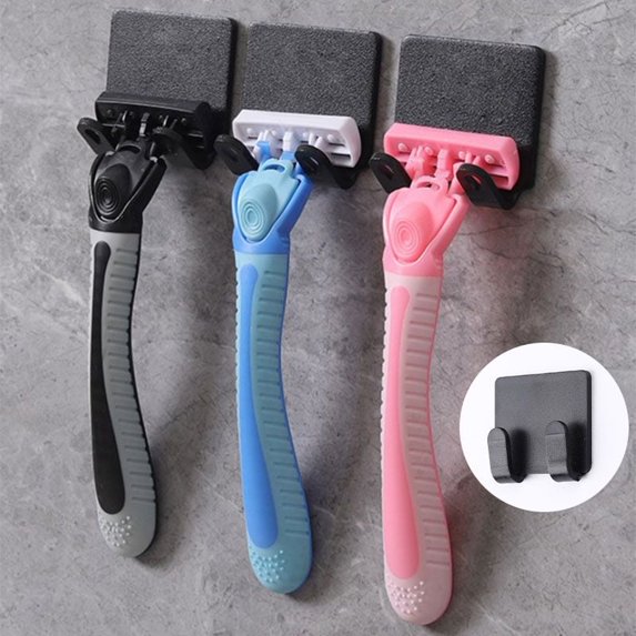 2pcs Punch Free Razor Holder Storage Hook Wall Shaving Shaver Shelf Razor Rack