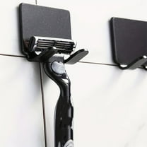 2pcs Punch-Free Wall Hooks – Adhesive Stainless Steel Holders for Razors, Towels, Keys, Cords & Accessories, Bathroom/Kitchen Organization - Black