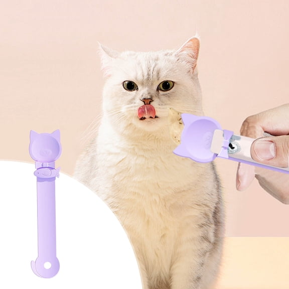 2pcs Purple Cat Tail Shaped Feeding Spoon - Design Pet Treat Squeezer, Soft Food-Grade Silicone Spoon for Cat Wet Food, Snacks and Liquids, Easy Clean Feeder