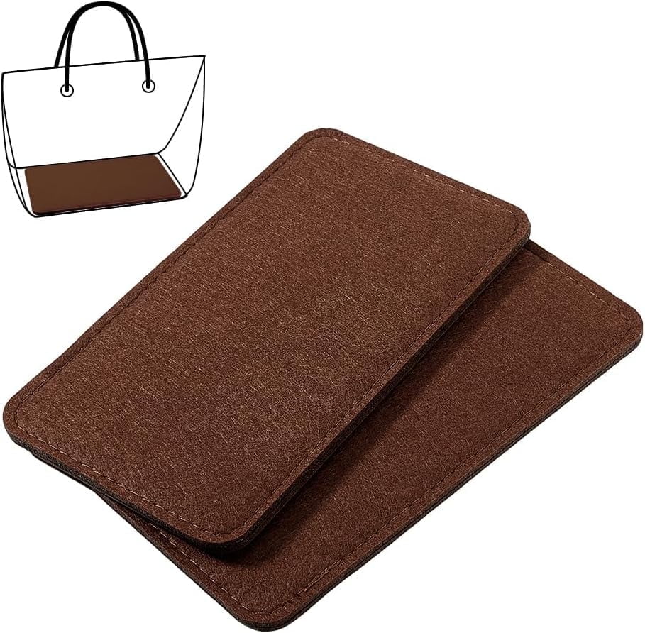 2pcs Purse Shaper 9 x 4.8 inch Handbag Base Shaper Brown Bag Bottom Felt Bag Shaper Purse Insert Rectangle Bag Liner Board