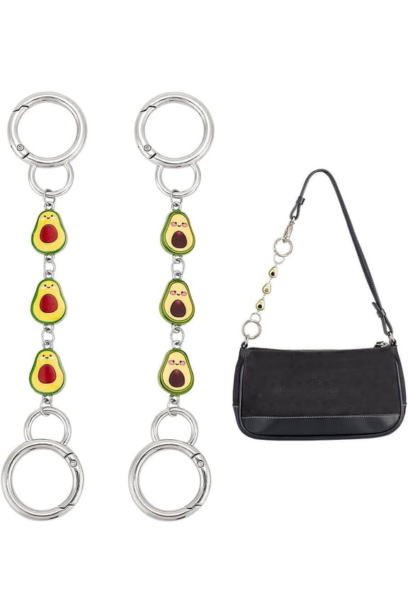 2pcs Purse Strap Extenders 5.7 Inch Enamel Bag Extender Chain with Avocado Pattern Fan Handbag Shoulder Strap Extender Replacement Short Chain Charms Bag Decoration Accessories DIY