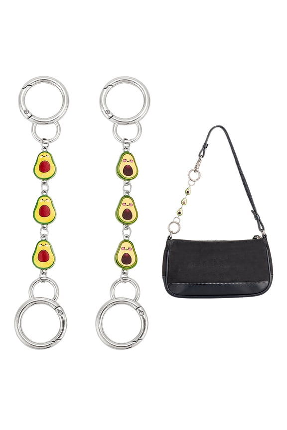 2pcs Purse Strap Extenders 5.7 Inch Enamel bag Extender Chain with Avocado Pattern Fan Handbag Shoulder Strap Extender Replacement Short Chain Charms bag Decoration Accessories