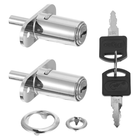 2-Pack Push Plunger Lock for Drawer, Sliding Door, Desk, Wardrobe, Furniture, and Locker Security