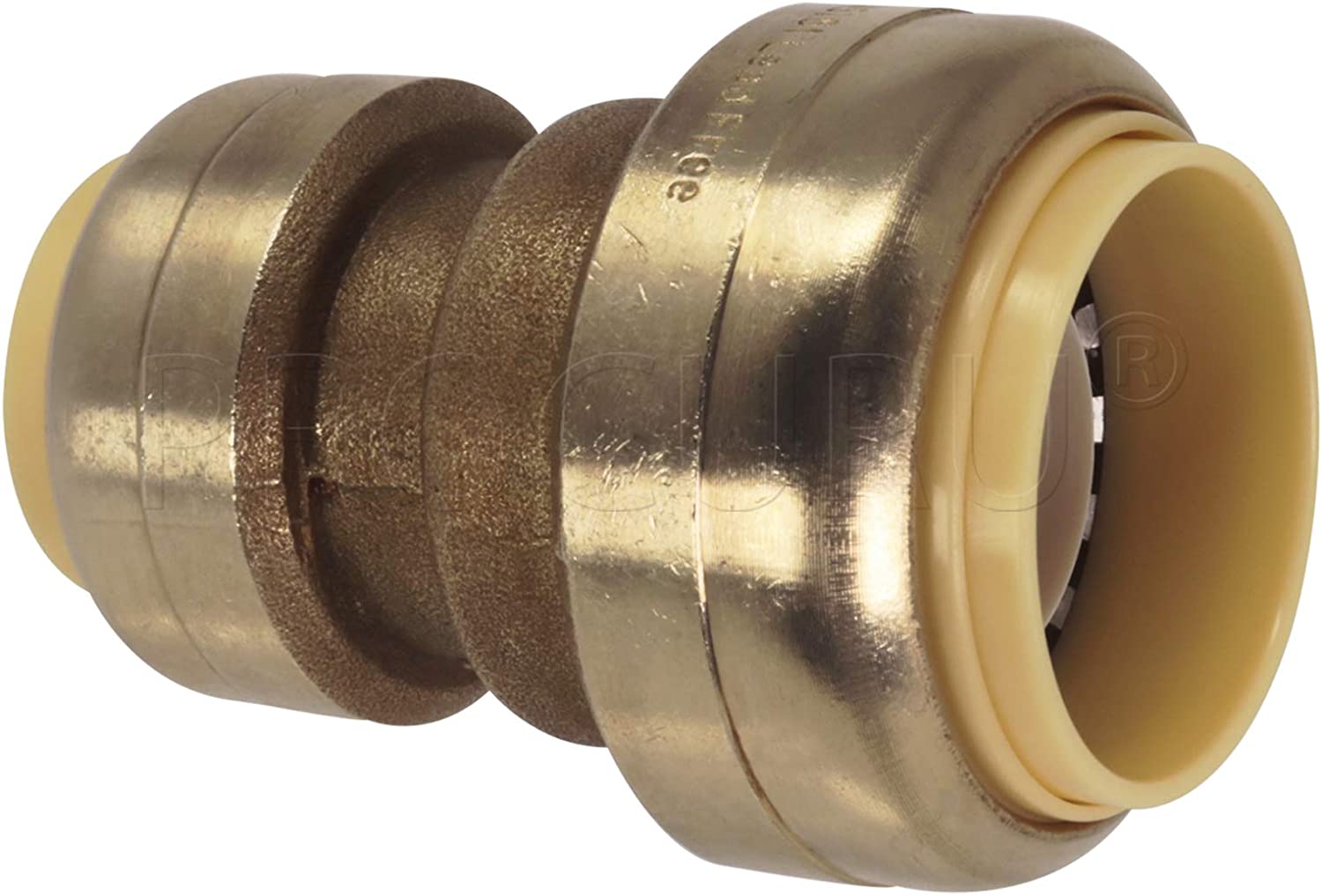 2pcs PushFit Reducing Coupling 3/4" x 1/2", PushtoConnect Brass