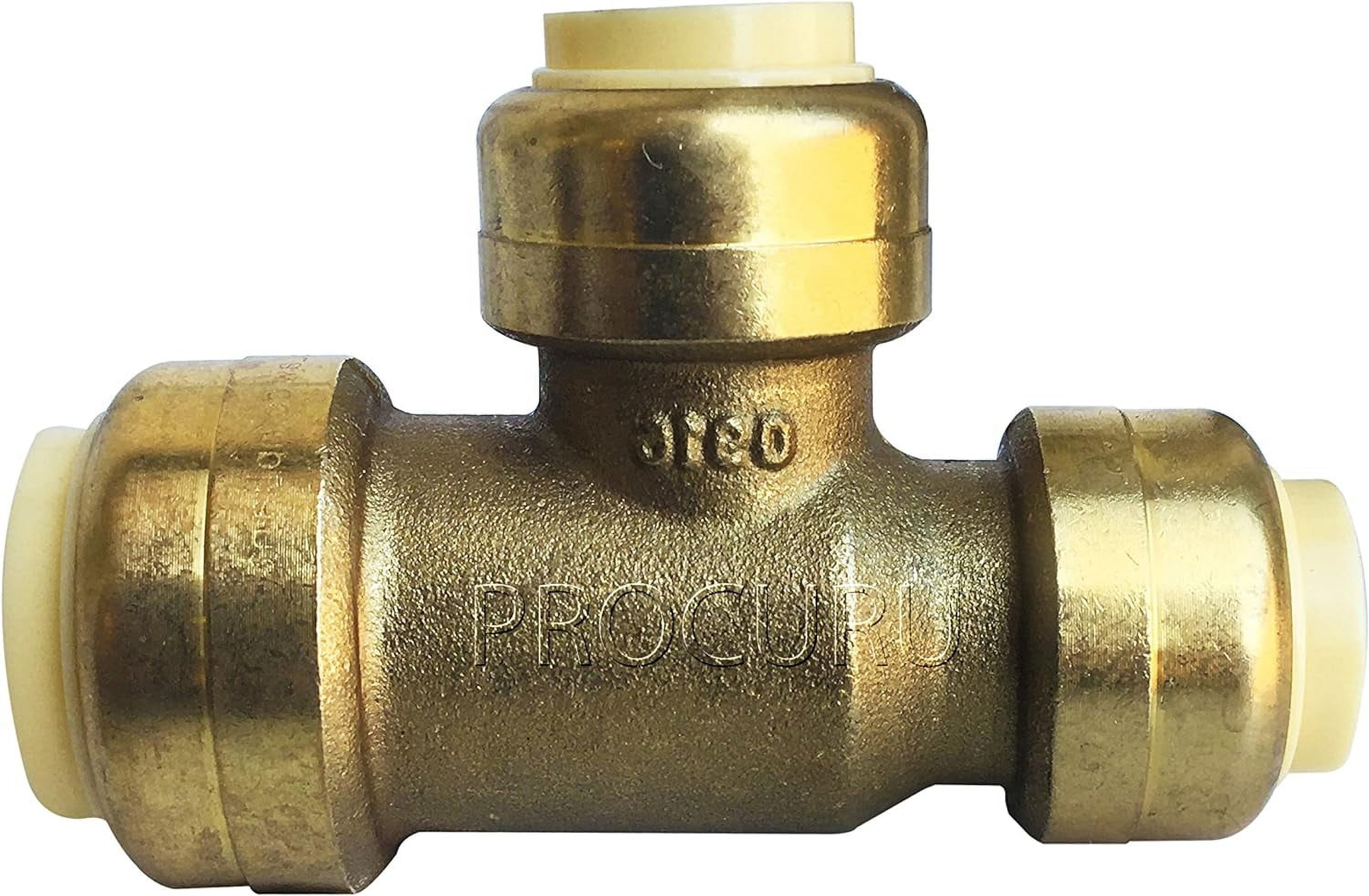 2pcs Pushfit Reducing Tee 3/4" x 1/2" x 1/2", PushtoConnect Brass