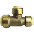 2pcs Pushfit Reducing Tee 3/4" x 1/2" x 1/2", PushtoConnect Brass