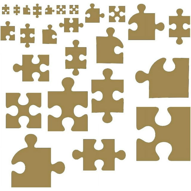 2pcs Puzzle Piece 50 Asst 2 Wall Decor Vinyl Sticker Metallic Gold
