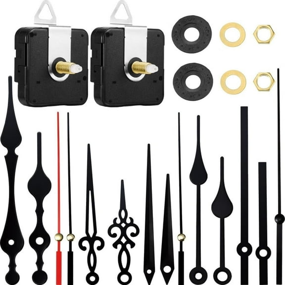 2pcs Quartz Clock Movement Mechanism with 5 Sets of Hands,Non-Ticking Battery Operated Clock Motor Kit for DIY Clock Repair Replacement,Fit for 0.04-0.51in Thickness Clock Panels