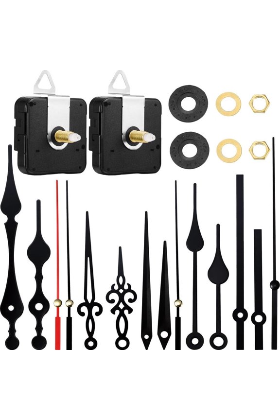 2pcs Quartz Clock Movement Mechanism with 5 Sets of Hands,Non-Ticking Battery Operated Clock Motor Kit for DIY Clock Repair Replacement,Fit for 0.04-0.51in Thickness Clock Panels