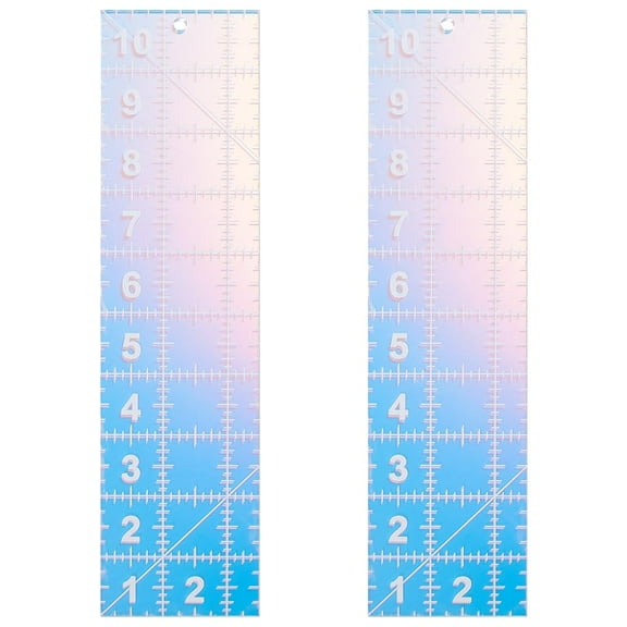 2pcs Quilting Acrylic Template Dazzling Colors Quilting Ruler Rectangular Fabric Sewing Cutting Ruler DIY Template Tools with Clear Printed Lines for Sewing Precise Cutting 10x2.5inch