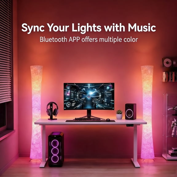 2pcs RGB Floor Lamp, Dimmable Round Standing Lamps with Timer and Music Sync | Remote Control | Modern LED Floor Lamp for Living Room, Bedroom, Gaming Room, Holiday Gifts