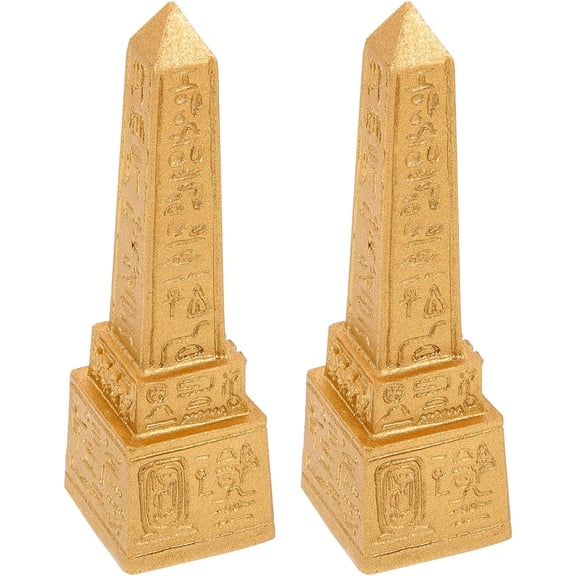 2pcs of Ra Desert Obelisk with Hieroglyphs Statue, Ancient Egypt Statue, Tall Ancient Egypt Landmark, Obelisks Pillar Tower Figurine, Egyptian Model Home Decor