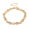 thumbnail image 1 of 2pcs Rack Plating Brass Pave Clear Cubic Zirconia Heart Link Chain Bracelets for Women Cadmium Free & Lead Free Long-Lasting Plated Real 18K golden Plated 7-1/4 inch(18.4cm), 1 of 3