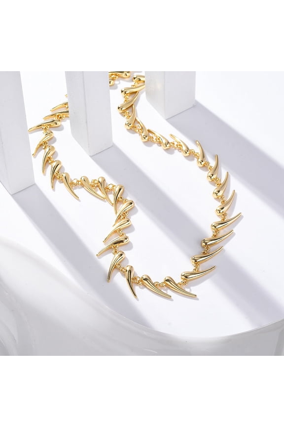 2pcs Rack Plating Brass Teardrop Link Chain Necklaces for Women Cadmium Free & Lead Free Long-Lasting golden 15.94 inch(40.5cm)