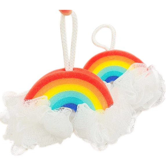 2pcs Rainbow Bath Ball, Soft Bath Shower Loofah Sponge, Bath Sponge Shower Loofahs,Bath Accessories for Kids