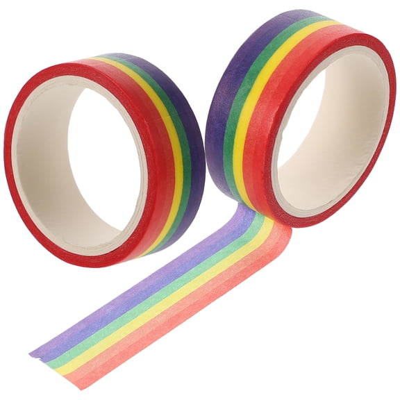 2pcs Rainbow Stripe Scrapbook Decorative Tape Creative DIY Washi Masking Tapes