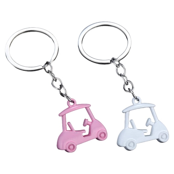 2pcs Realistic Zinc Alloy Golf Cart Keychain Golf Themed Keyring For Enthusiasts