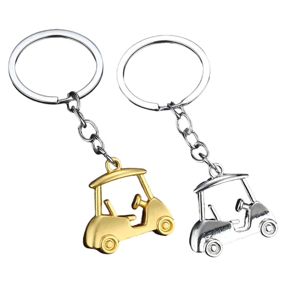 2pcs Realistic Zinc Alloy Golf Cart Keychain Golf Themed Keyring For Enthusiasts