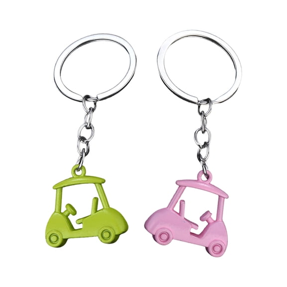 2pcs Realistic Zincs Alloy Golf Cart Pendant Keychain Golf Themed Keyring Souvenir For Enthusiasts Fashionable Gift
