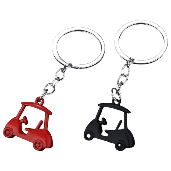 2pcs Realistic Zincs Alloy Golf Cart Pendant Keychain Golf Themed Keyring Souvenir For Enthusiasts Fashionable Gift