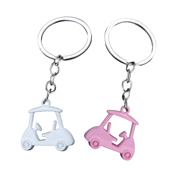 2pcs Realistic Zincs Alloy Golf Cart Pendant Keychain Golf Themed Keyring Souvenir For Enthusiasts Fashionable Gift