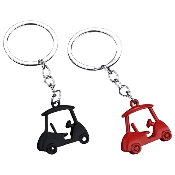 2pcs Realistic Zincs Alloy Golf Cart Pendant Keychain Golf Themed Keyring Souvenir For Enthusiasts Fashionable Gift