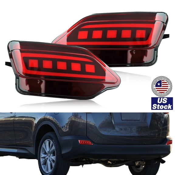 2pcs Rear Bumper Reflector Light For Toyota RAV4 2013-2015 DRL Brake Lamps Red