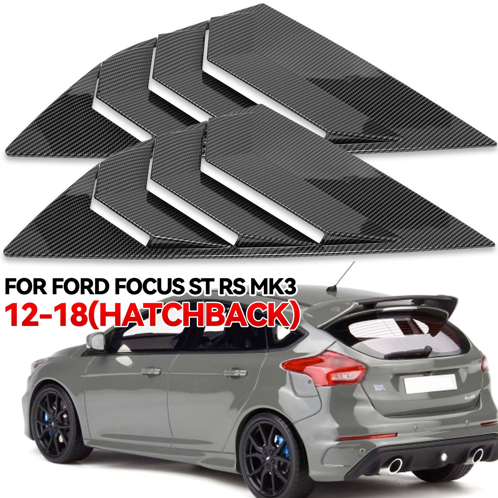2pcs Rear Window Louvers Side Vent Trim For Ford Focus ST RS MK3