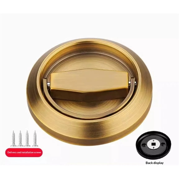 2pcs Recessed Door Handles, Round Flush Pulls Stainless Steel Furniture Locks Hidden Embedded Fireproof Door Furniture (yellow)