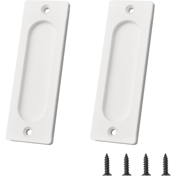 2pcs Rectangular Recessed Sliding Door Pulls, 10CM White Flush Pull Aluminum Alloy White Closet Door Finger Pulls with Mounting Screws for Sliding Barn Door