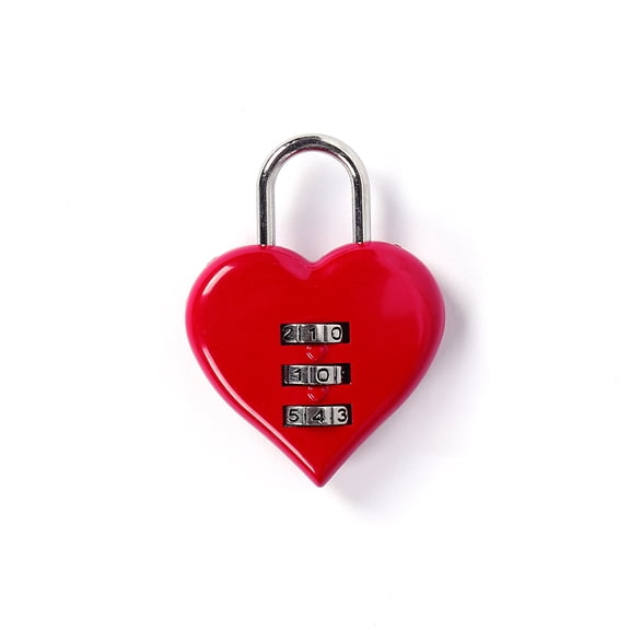 2pcs Red 3 Digit Combination Padlock,Shackle, Zinc Alloy Lock Heart Shaped Combination Padlocks-Gate,Toolbox,Luggage,Lockers,Backpacks,Mini,Keyless Security