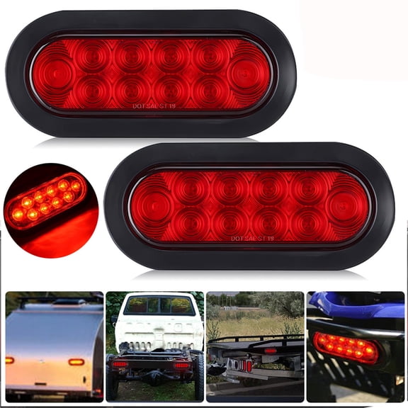 2PCS Red Halogen Tail Light  Universal Fit for RV Bus Van Boat