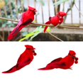 2pcs Red Artificial Birds OIF8 Realistic Feather Bird for Christmas