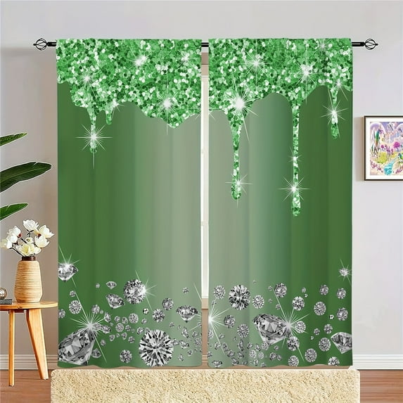 2pcs Red Black Gradient Stripe Design Printed Window Curtain For Bedroom Office Kitchen Living Room Study Rod Pocket Window