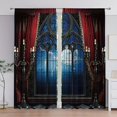 2pcs Red Curtain Night Gothic Castle Rod Pocket Digital Printed