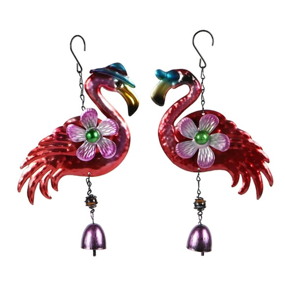 2pcs Red Flamingo Hanging Wind Chimes w/ indoor and outdoor Decoration