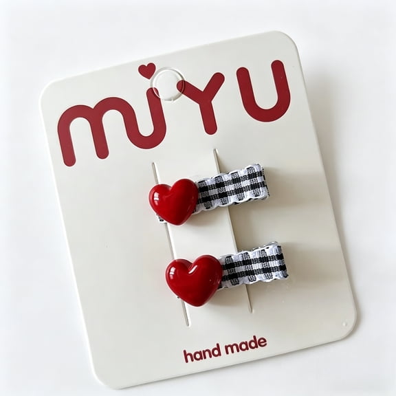 2pcs Red Hair Clip Hairpins Sweet Plaid Bang Side Clip Battettes BB Clip Headwear Hairpin Hair Accessories