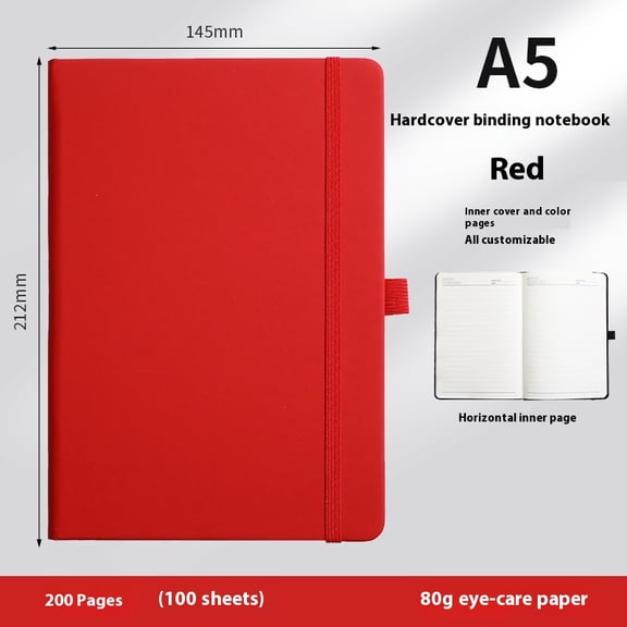2pcs Red Lined Journal Notebooks for Work, Travel, College, A5+6 Size 80 GSM Thick Paper, Classic Ruled Journaling Notebook, Hardcover Notepad for Writing 200 Pages