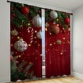 2pcs Red Printed SemiBlackout Curtains with Green Pine Branches and