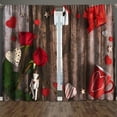 2pcs Red Rose Abstract Marble Pattern Curtains Rod Pocket Valentine's