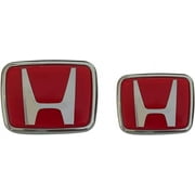 2pcs Red Silver H Logo Front Back OEM Emblem Replacement Set Fit for JD-M RSX Integra, will fit 00-09 Honda S2000 Ap1 Ap2