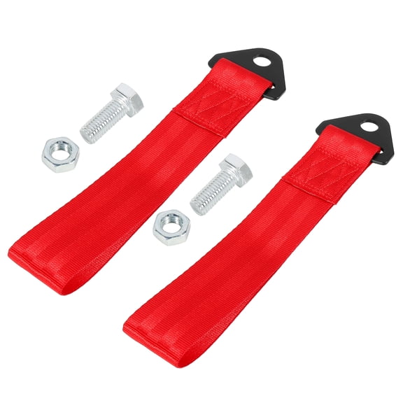 2pcs Red Universal Vehicle Replacement Towing Hook Bumper Trailer Belt Strap